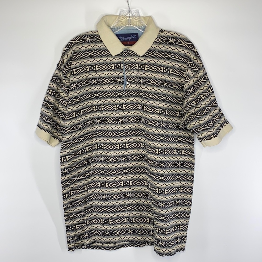 Vintage Wrangler Western Aztec Polo Shirt Size Medium